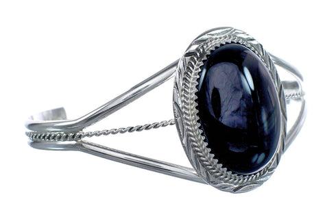 Onyx Authentic Sterling Silver Navajo Cuff Bracelet X11452